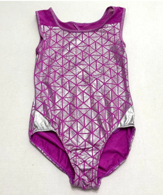 Pre-Owned Leotard More Than Magic Medium Child Purple Silver Acro Tumbling