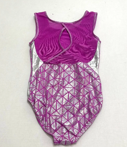 Pre-Owned Leotard More Than Magic Medium Child Purple Silver Acro Tumbling