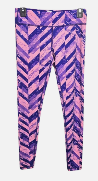 Pre-Owned Leggings Iviva Pink Purple Chevron Large Child Jazz Gymnastics