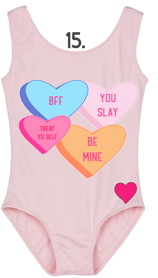Custom Valentine Leotards - Design 15 Conversation Hearts 2