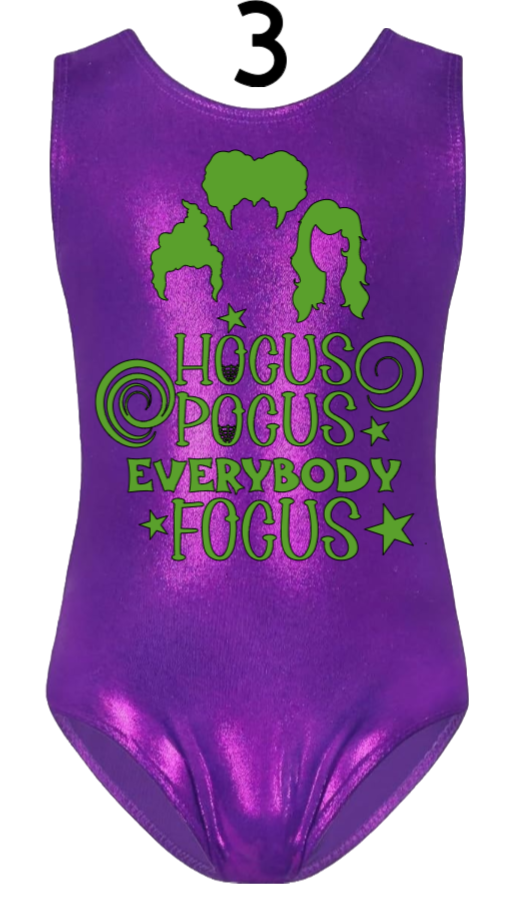 Custom Halloween Gymnastics Leotards - Design 3 Hocus Pocus