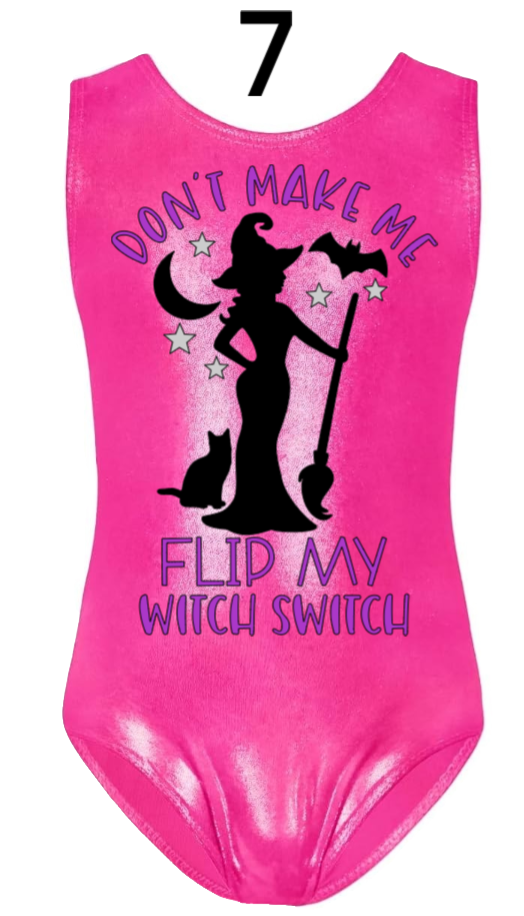 Custom Halloween Gymnastics Leotards - Design 7 Witch Switch