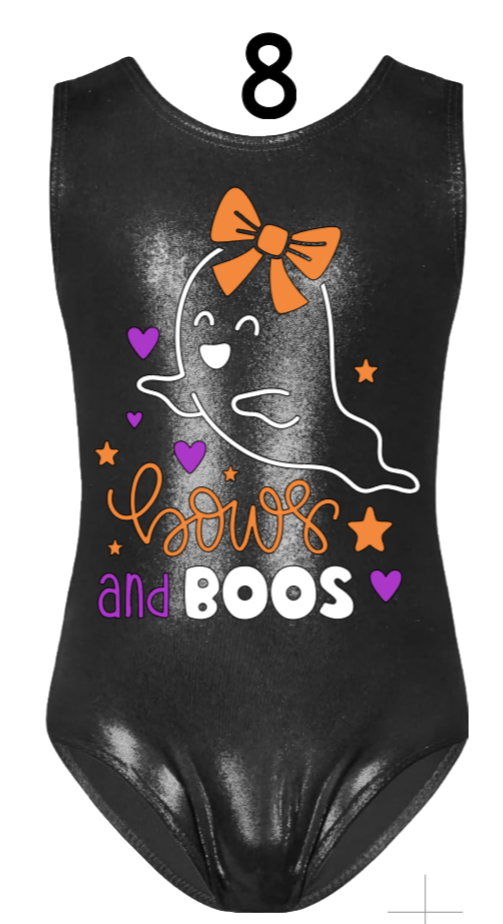 Custom Halloween Gymnastics Leotards - Design 8 Boos & Bows