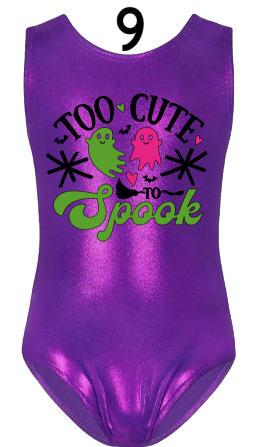 Custom Halloween Gymnastics Leotards - Design 9 Too Cute to Spook