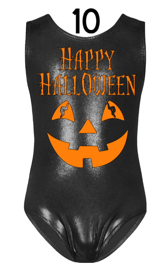 Custom Halloween Gymnastics Leotards - Design 10 Jack-O-Lantern