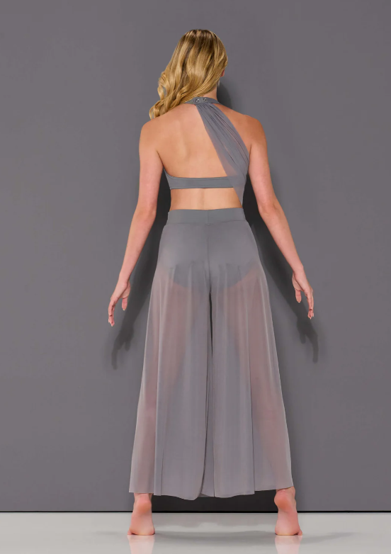 Pre-Owned Costume Pants Medium Adult Gray Kelle Sheer Contemporary Jazz Modern