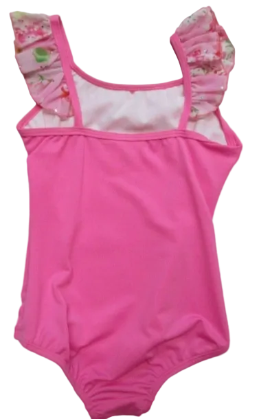 Pre-Owned Body Wrappers 2690 Medium Child Dark Pink Floral Flutter Sleeve Ballet Tap