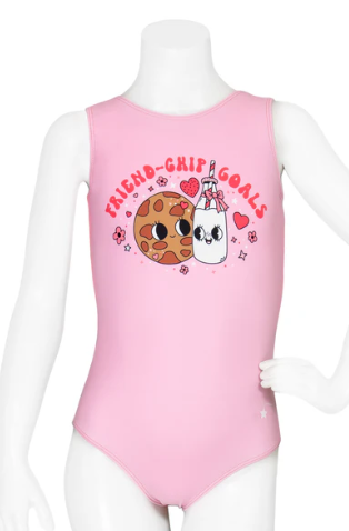 NEW Leotard Destira Friends-Chip Goals Child Medium Pink Cookie Tank Tumbling Acro