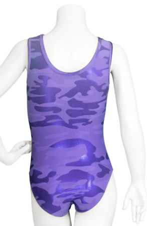 NEW Gymnastics Destira Violet Camo Adult Small Purple Acro Tumbling