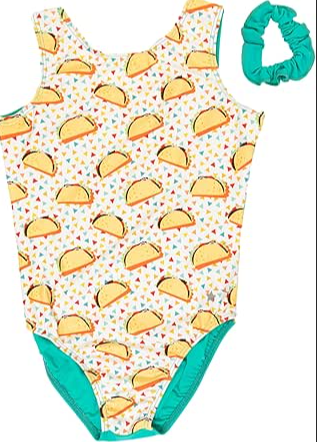 NEW Gymnastics Destira Taco the Town Adult Sizes Teal Yellow Acro Tumbling