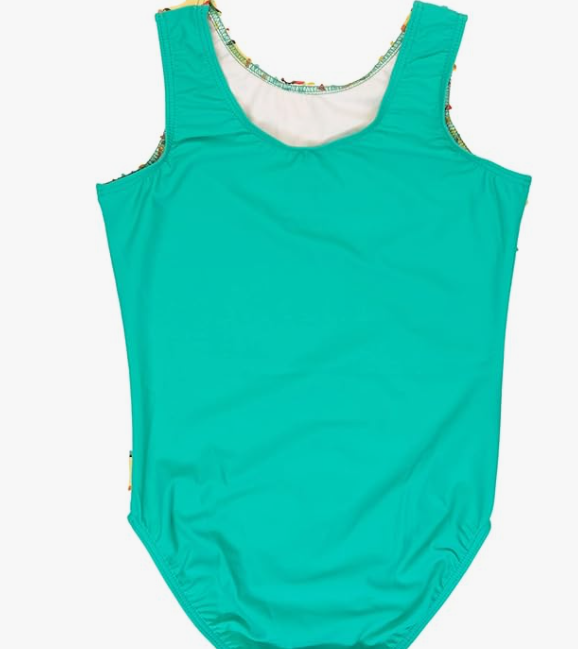 NEW Gymnastics Destira Taco the Town Adult Sizes Teal Yellow Acro Tumbling