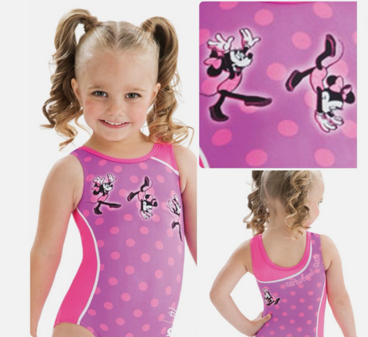 Pre-Owned Leotard Gk Sports XS Child Pink Minnie Disney Gymnastics