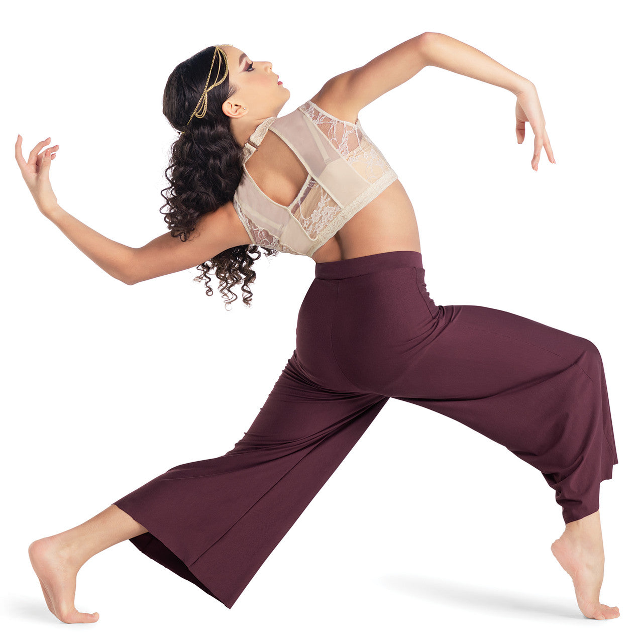 Pre-Owned Costume Pants 10th House TH22050 Burgundy Medium Child Contemporary Jazz Acro