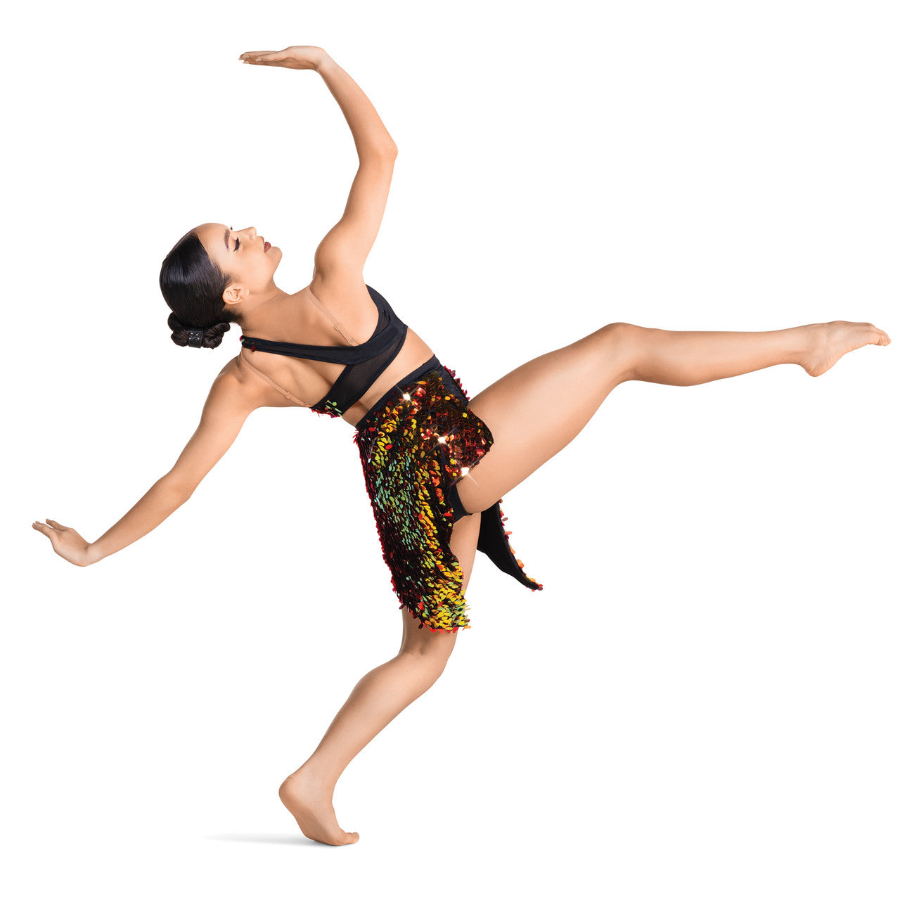 Pre-Owned Costume Medium Child Orange 10th House TH24158 Jazz Tap Acro Musical Theater Sequin Dress