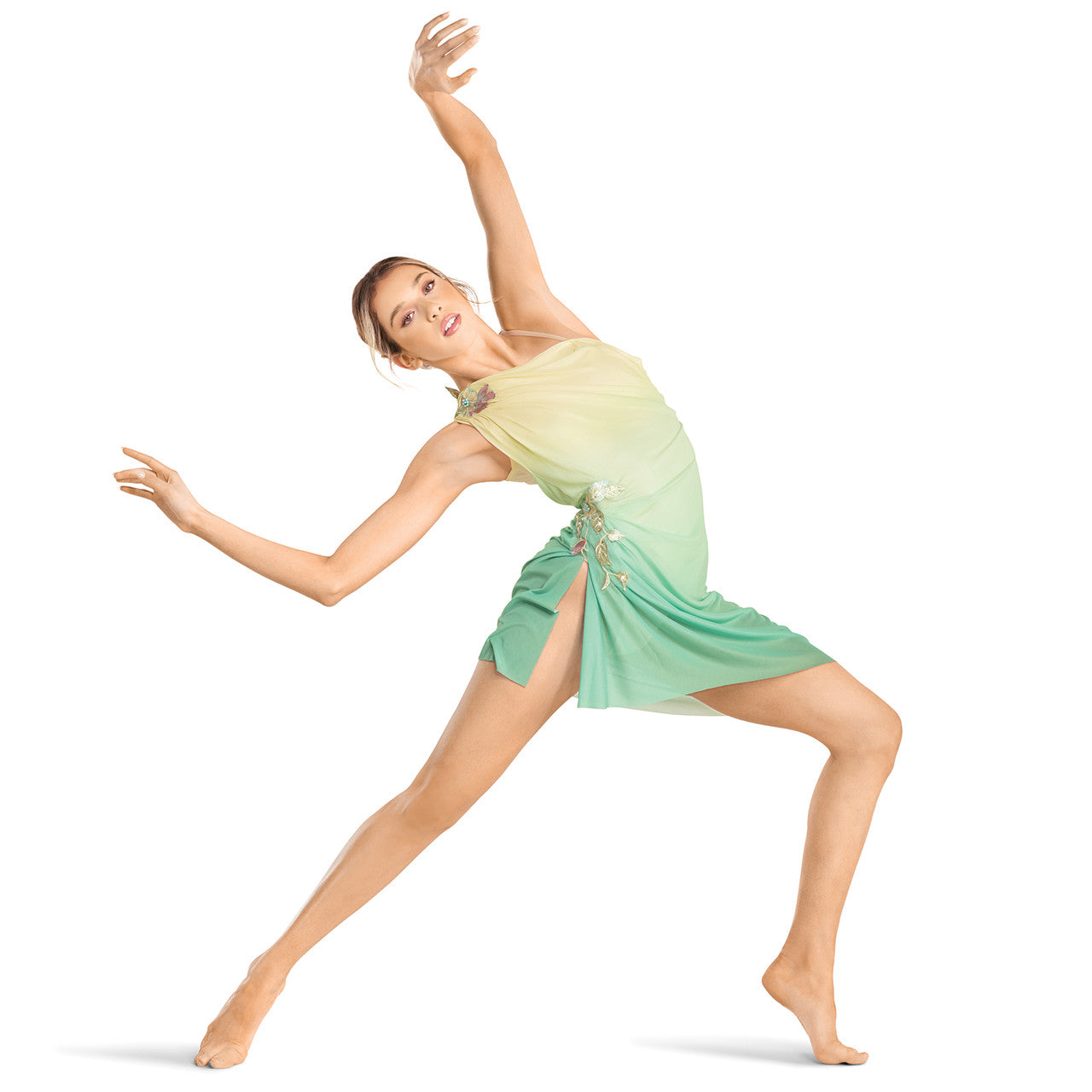 Pre-Owned Costume Medium Adult Green Revolution TH24174 Lyrical Contemporary Ballet Draping Embroidery Dress