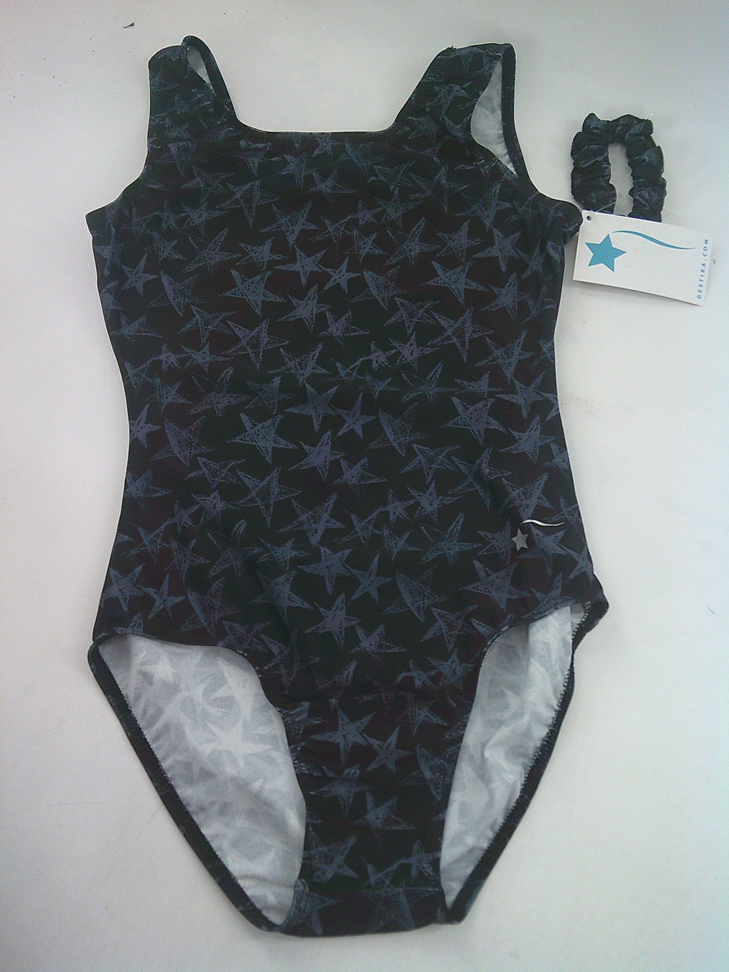 New NEW Leotard Destira Star Doodle XS Adult  Black Gray  Tumbling Acro