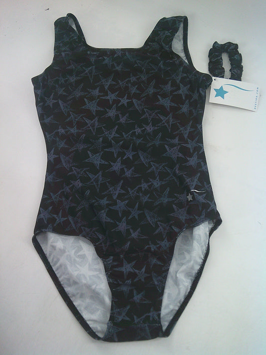 New NEW Leotard Destira Star Doodle XS Adult  Black Gray  Tumbling Acro