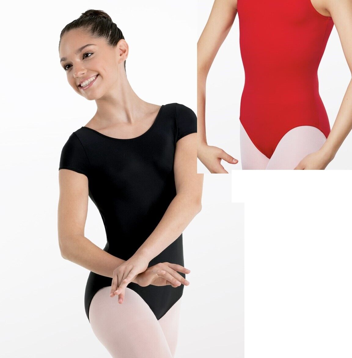 Pre-Owned Leotard Balera  MT2438 Small Child Black Ballet Jazz Short Sleeve Lycra