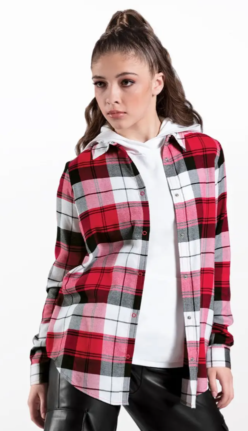 Pre-Owned Plaid Button Up Weissman  AH12833 XS Adult Red  Jazz Hip Hop