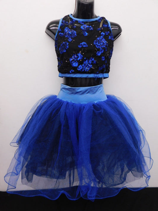 Pre-Owned Costume Curtain Call  J5262 XL Adult Royal Blue 2 Pc Embroidered Contemporary Sequin