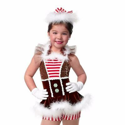 Pre-Owned Costume Curtain Call  E1108 Medium Child Brown Feathers Jazz Christmas Sequin Gingerbread