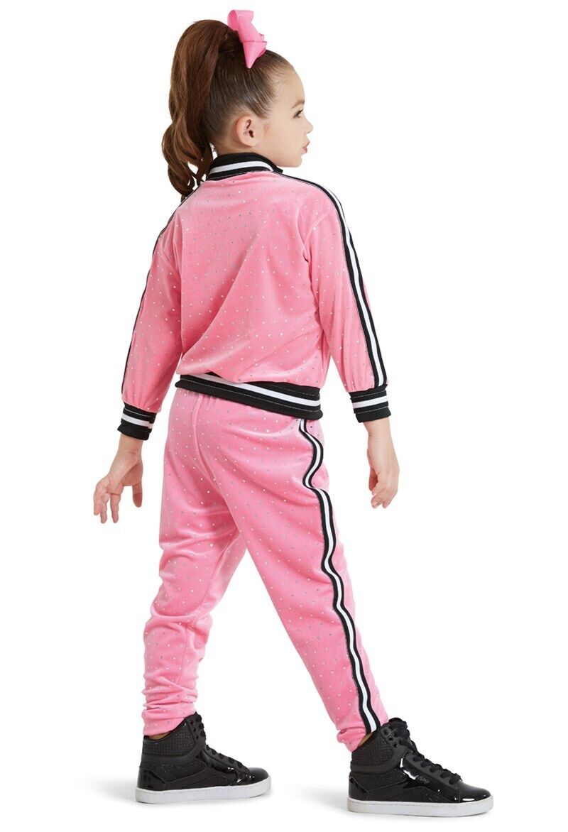 Pre-Owned Costume Weissman  12124 Medium Child Pink Joggers Set Hip Hop Jazz Shiny