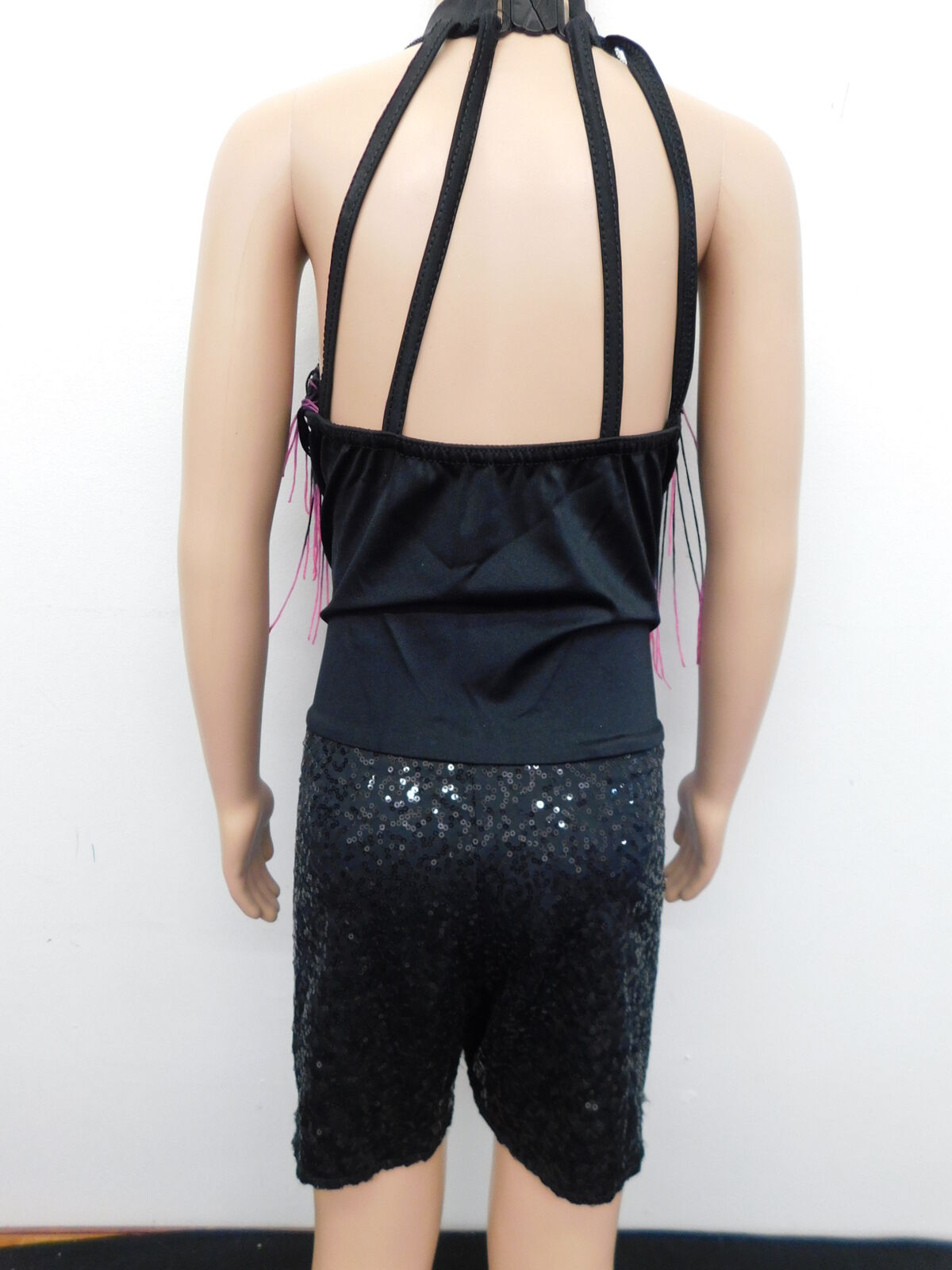 Pre-Owned Costume Costume Gallery  17621 XL Child Pink Fringe Jazz Latin Sequin