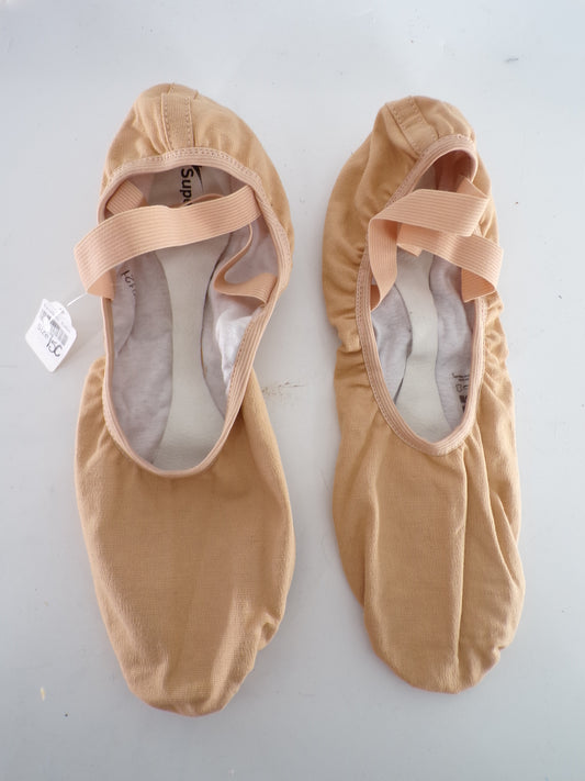 Pre-Owned Ballet Shoes So Danca Adult 15C No Tie Drawstring Canvas Cross Straps Split Sole