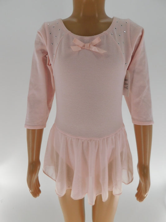 Pre-Owned Leotard Dress Small Child 6/6X Lt Pink Freestyle Long Sleeve Cotton