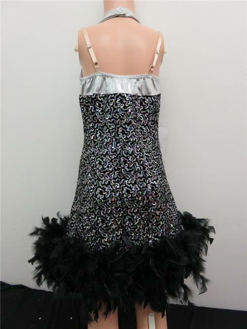 Pre-Owned Costume Weissman  5673 Small Adult Silver Feathers Jazz Musical Sequin