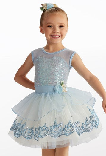 Pre-Owned Costume Weissman 15372 Small Child Blue Ballet YAGP Pageant Sequin