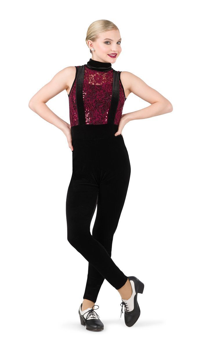 Pre-Owned Costume Costume Gallery  19620 Large Child Burgundy Jumpsuit Jazz Sequin
