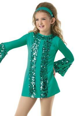 Pre-Owned Costume Weissman  10300 Small Adult Green Bell Sleeves Jazz Sequin Disco