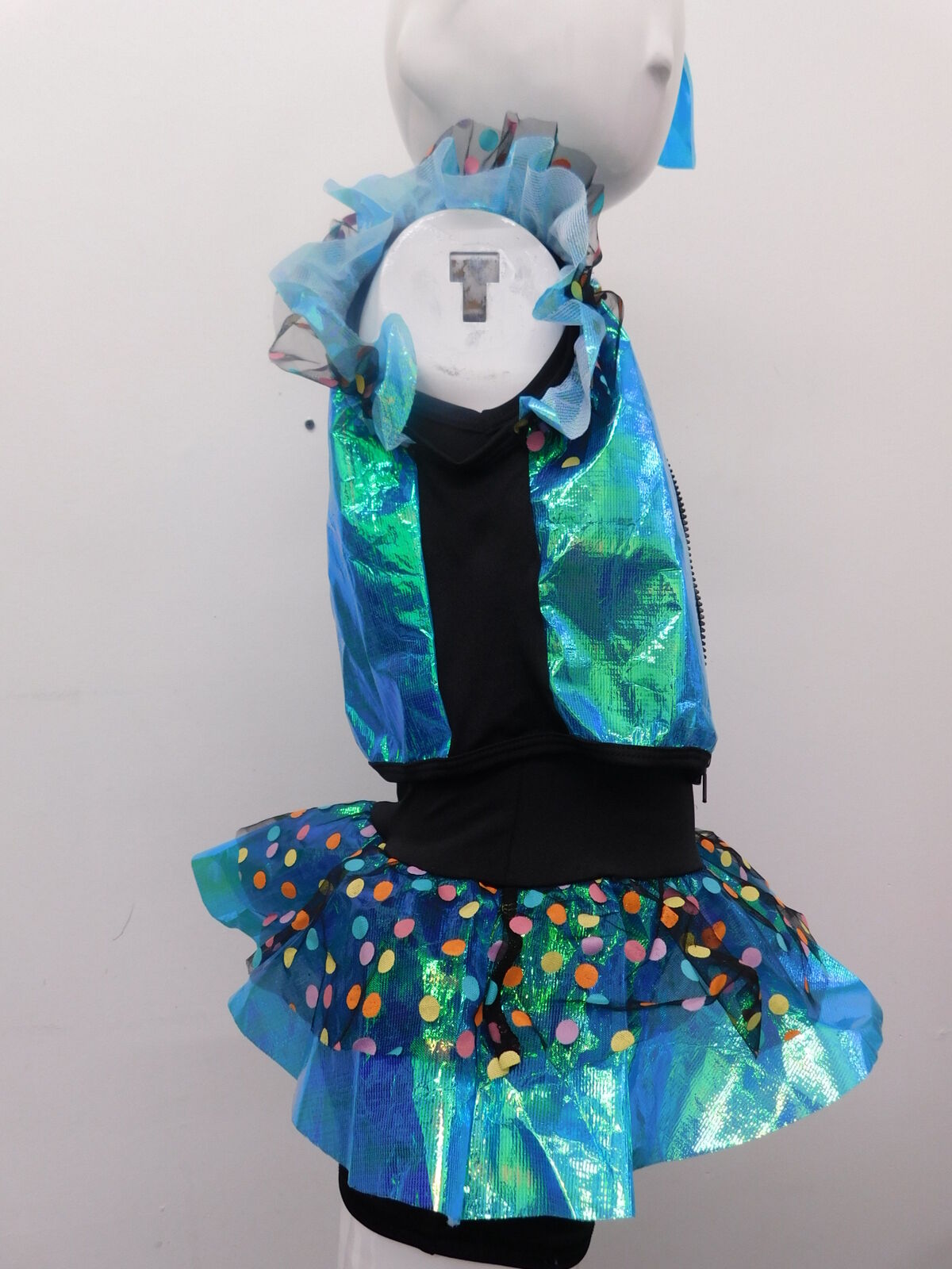 Pre-Owned Costume Curtain Call  H002 Medium Child Blue Green  Jazz Hip Hop Shimmer