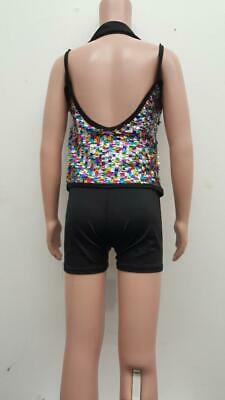 Pre-Owned Costume Curtain Call  E480 Small Adult Multi Biketard Jazz Sequin