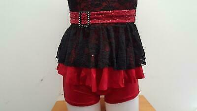 Pre-Owned Costume Medium Adult Red Curtain Call E1405 Jazz Tap Clogging Musical Theater Lace Dress Sequin