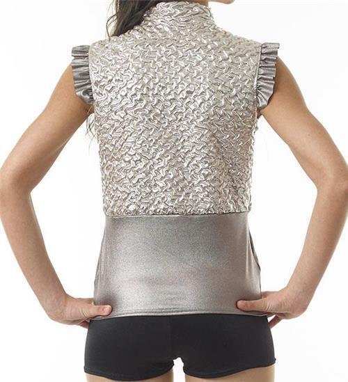 Pre-Owned Costume Curtain Call  J4655 XL Child Gunmetal  Hip Hop Tap Clogging Shiny