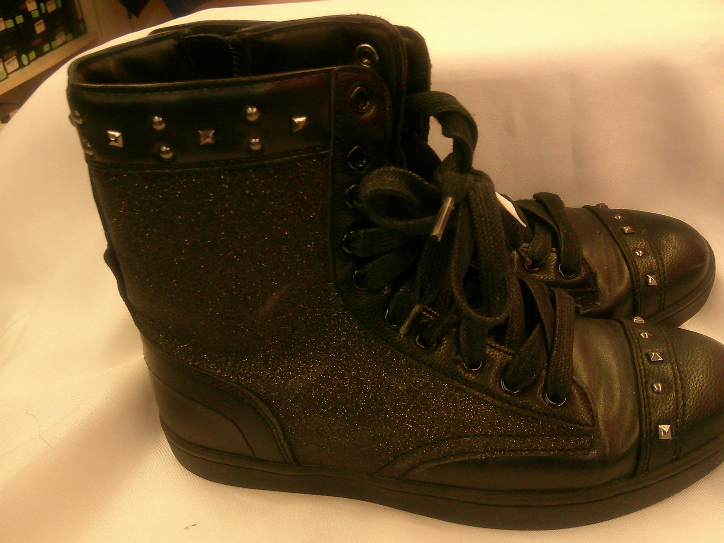 Pre-Owned  Shoes Pastry Adult 7M High Top Glitter Pleather Zipper