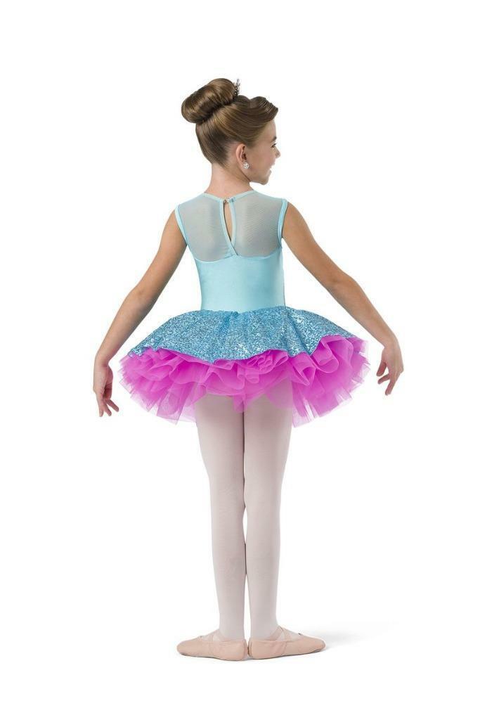 Pre-Owned Costume Gallery  18303 Small Child Blue 2in1 Dress & Tutu Jazz Ballet Sequins