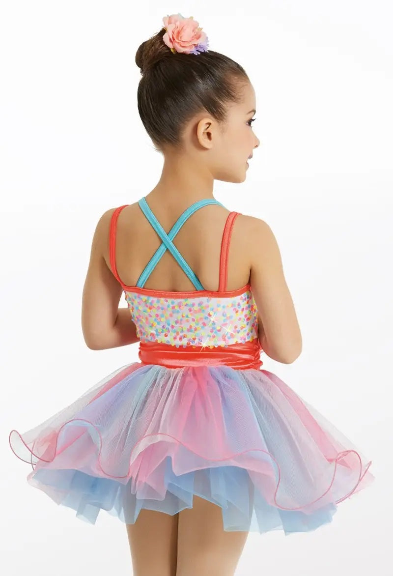 Pre-Owned Costume Weissman  11810 Intermediate Child Pink Tutu Ballet Tap Sequins
