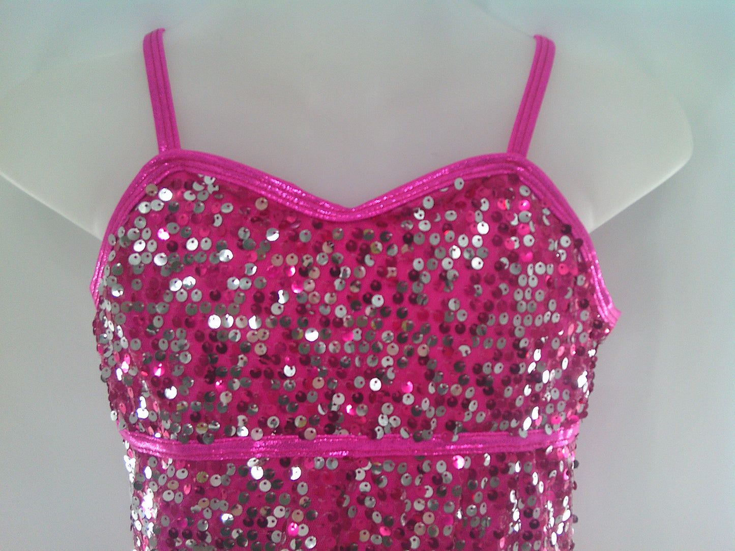 Pre-Owned Costume Curtain Call  E1005 XL Child Pink Biketard Jazz Tap Sequins