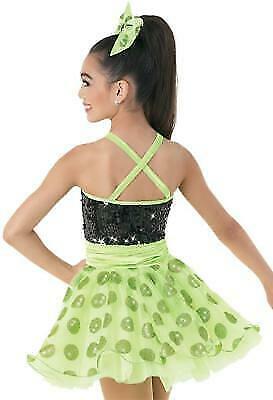 Pre-Owned Costume Weissman  9212 Medium Child Turquoise Tutu Dress Jazz Musical Sequin
