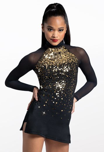 Pre-Owned Costume Balera  D12741 Small Adult Gold Dress Jazz Sequin