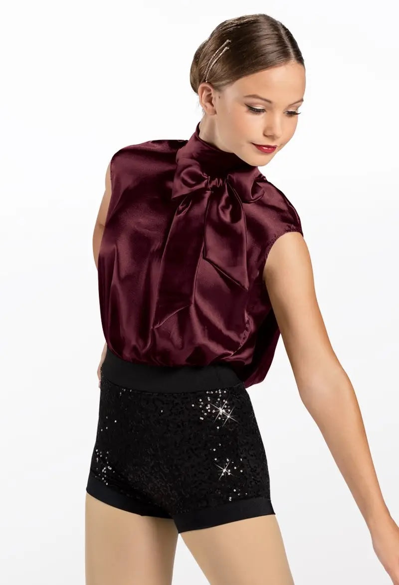 Pre-Owned Costume Weissman  12900 Small Adult Burgundy Romper Jazz Sequin