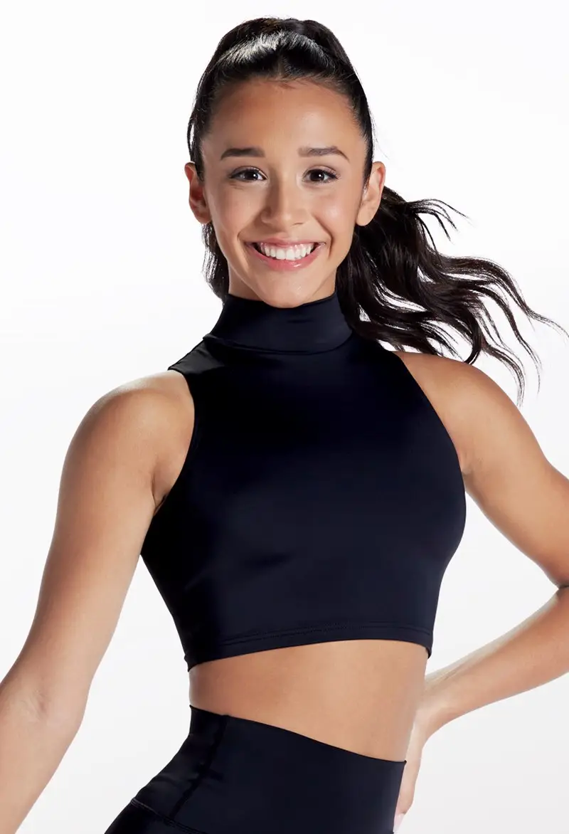 Pre-Owned Crop Top Balera  MT6707 Medium Adult Black  Jazz Cheer