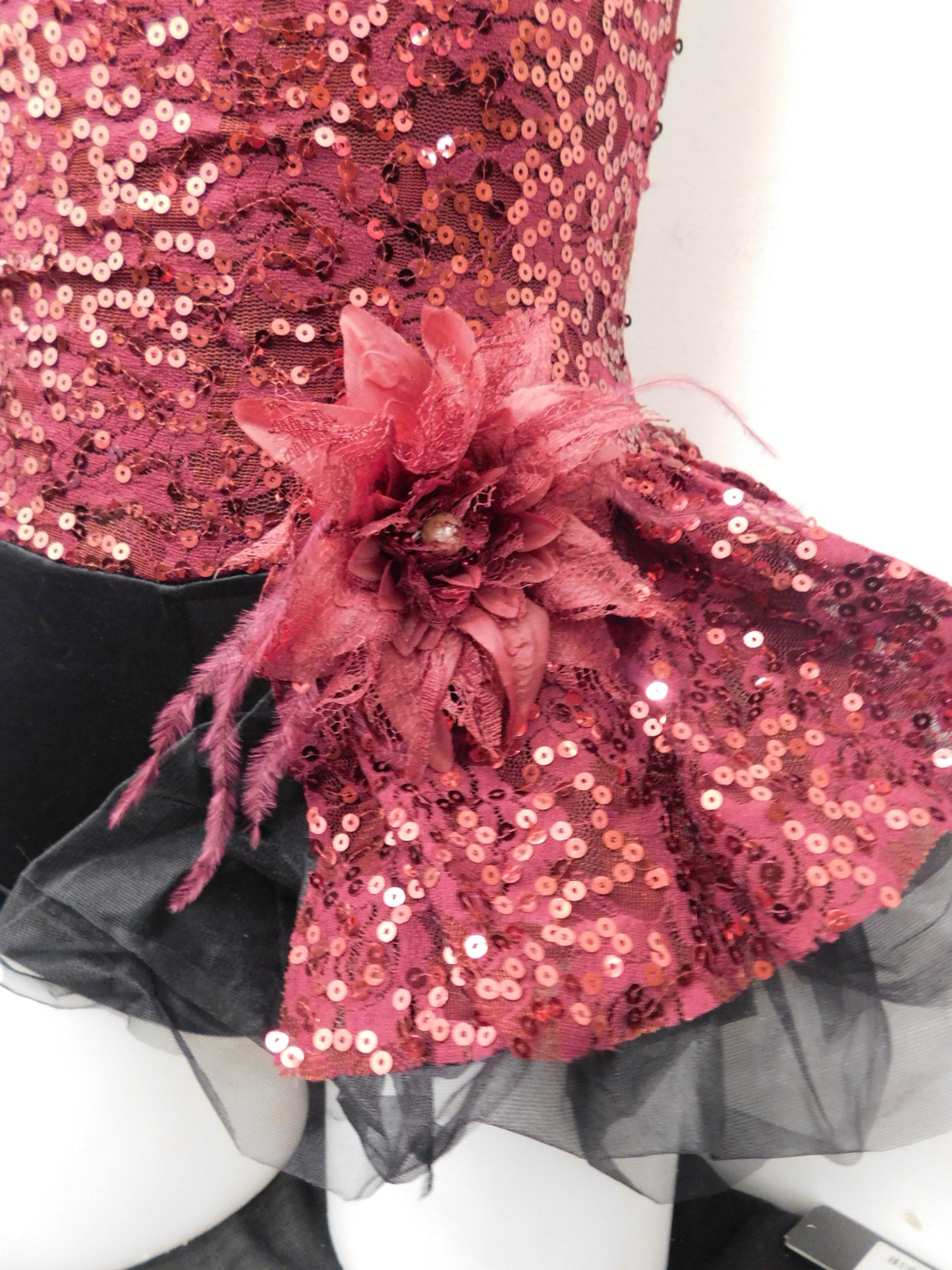 Pre-Owned Costume Small Adult Burgundy Weissman 7948 Jazz Tap Acro Contemporary One Shoulder Biketard