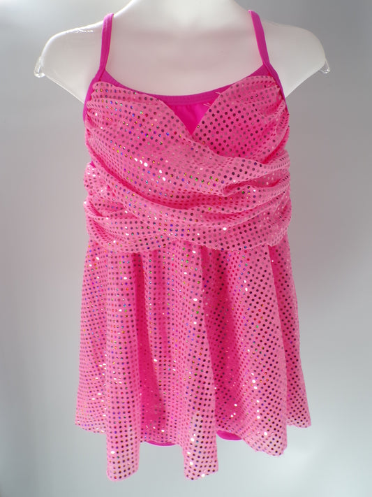 Pre-Owned Costume AWCT Large Child 10-12 Pink Skirt Jazz Tap Sequins