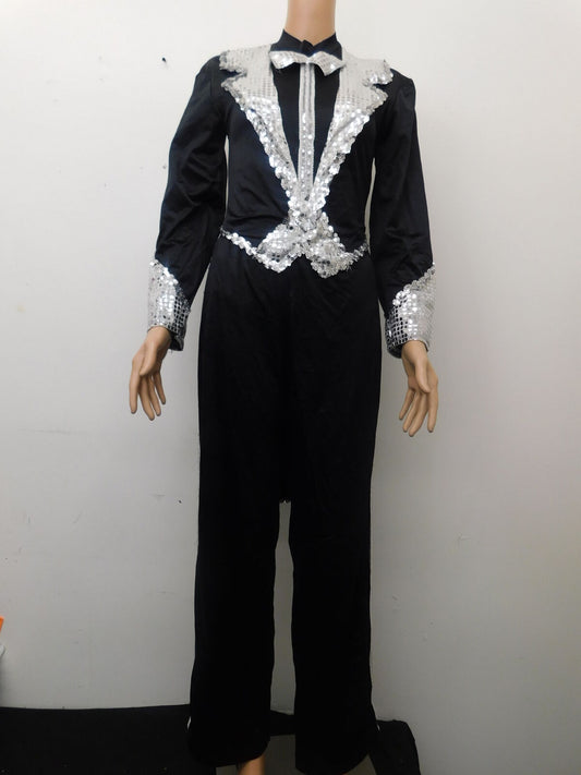 Pre-Owned Costume Unbranded   Medium Adult Black Tuxedo Jazz Sequin Gangster