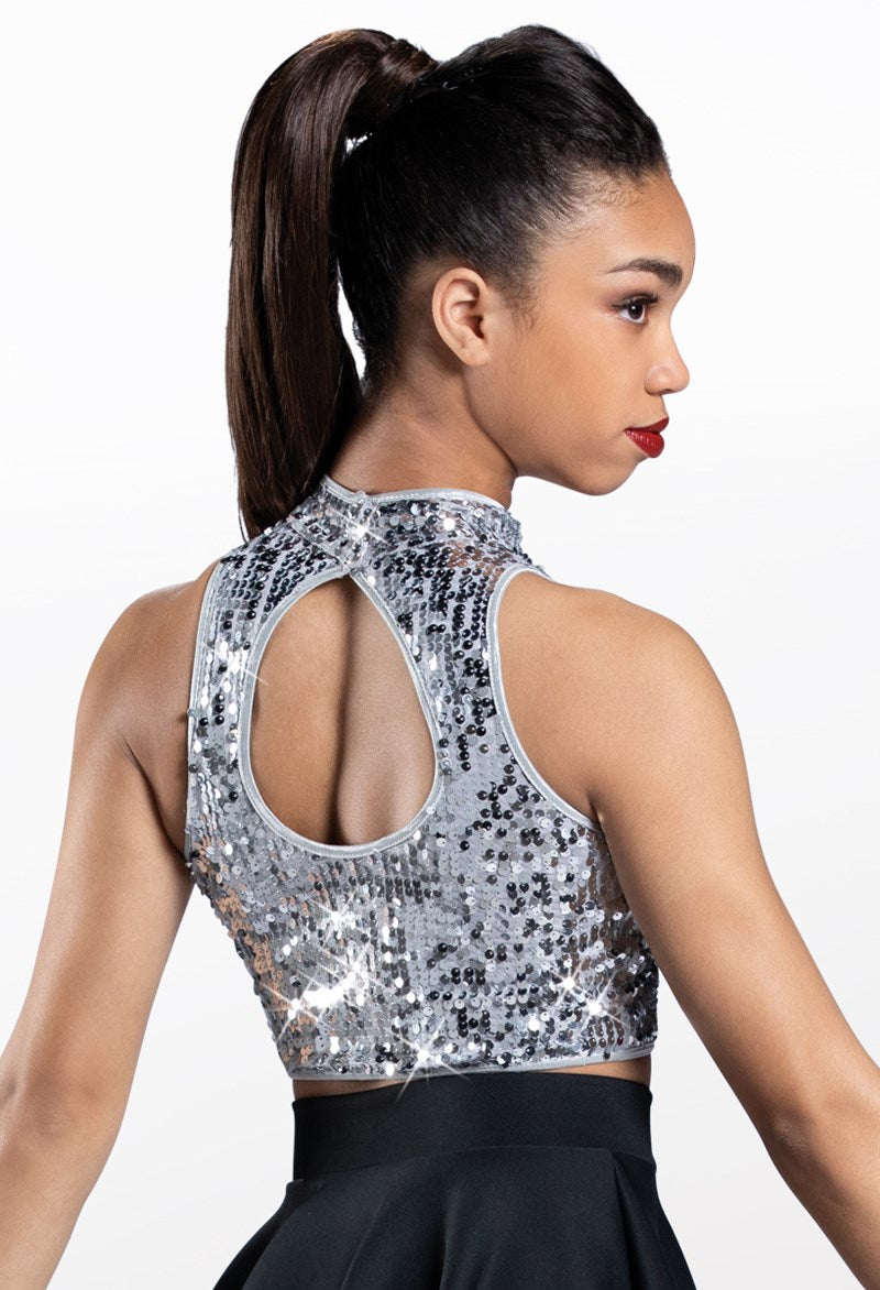 Pre-Owned Costume Balera SQ8078 Child Sizes Pink Sequin Crop Top Jazz Tap