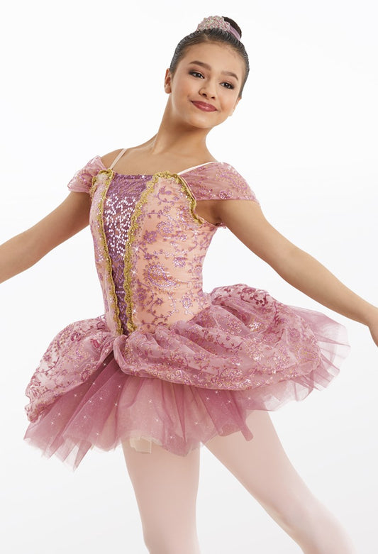 Pre-Owned Costume Weissman  11095 Large Child Ballet Pink Tutu Ballet Pointe Sequins Sugar Plum Fairy